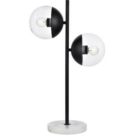 CLING Eclipse 2 Light Table Lamp with Clear Glass, Black CL3482988